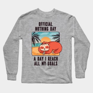 Cute Lazy Beach Sloth Nothing Day Design Long Sleeve T-Shirt